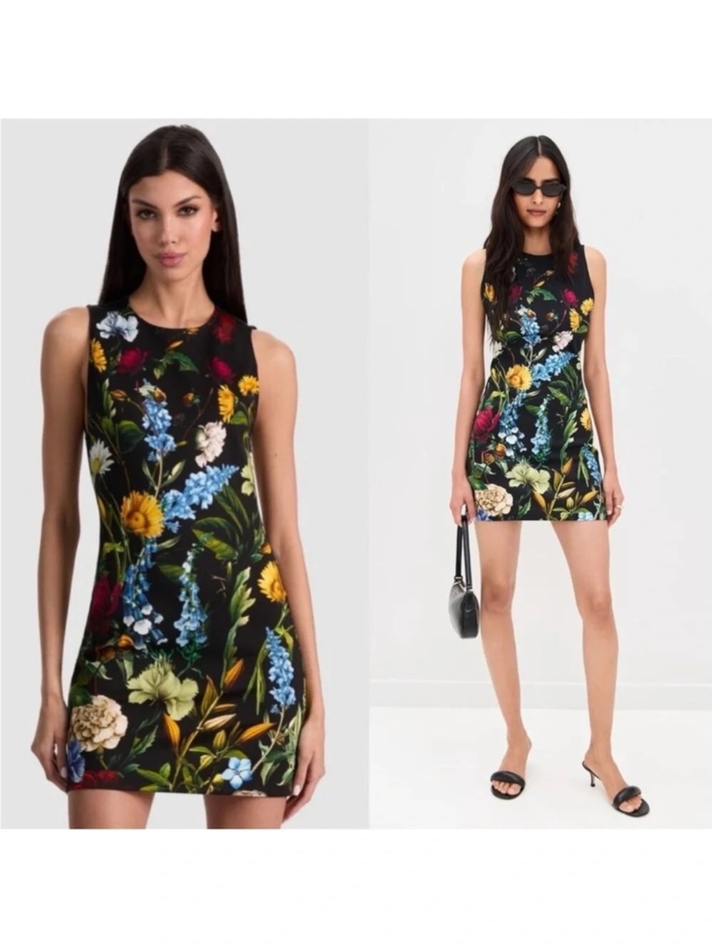 Alice + Olivia Wynell A-line Mini Dress in Social Hour print